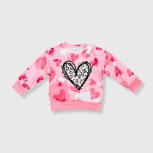 Pink Heart Patterned Sweatshirt- little girls -Boutique- New-
